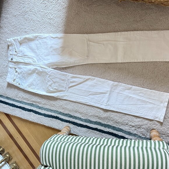 Madewell The '90s Straight Jean - Size 24 Tall - White Stretch High Rise Jeans - Picture 8 of 14